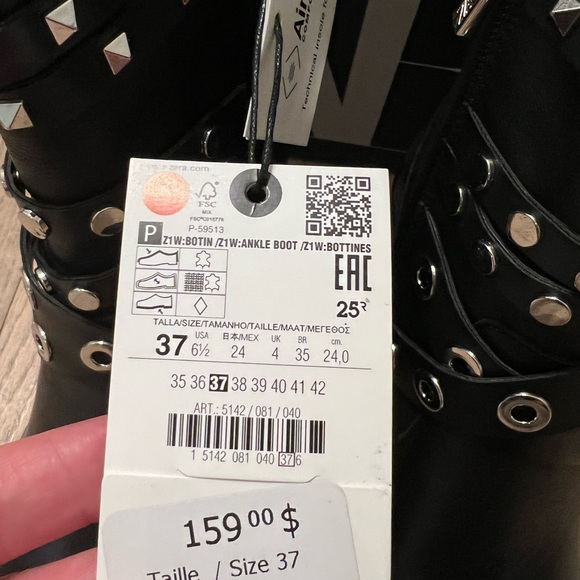 NIB Zara leather studded low heeled ankle boot (size 6.5) - Picture 4 of 5